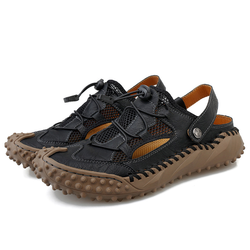 GARB Men's handmade genuine leather orthopedic slip-on shoes