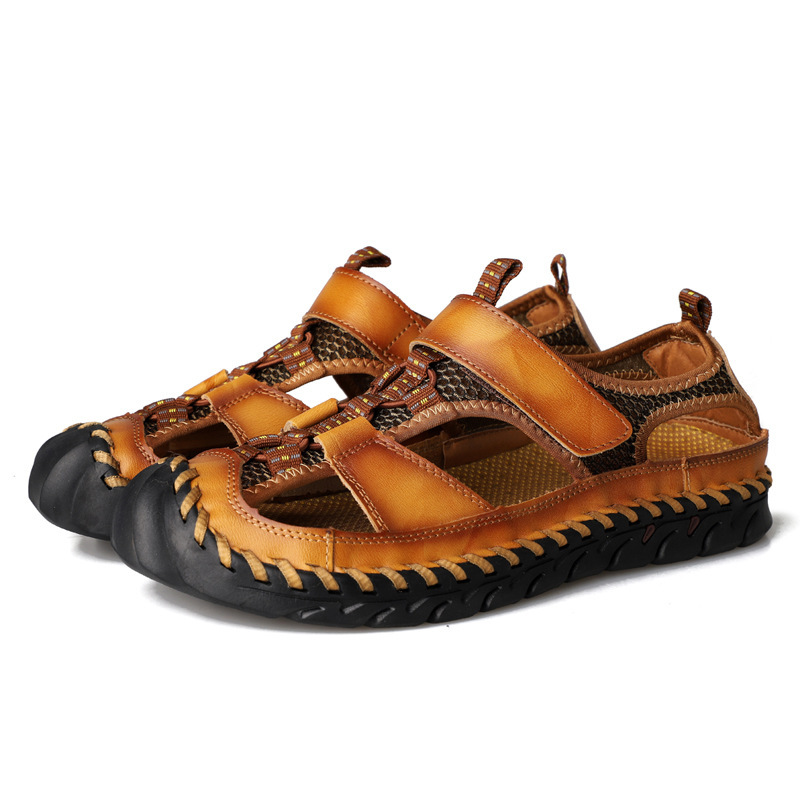 GARB Men's handmade genuine leather slip-on sandals