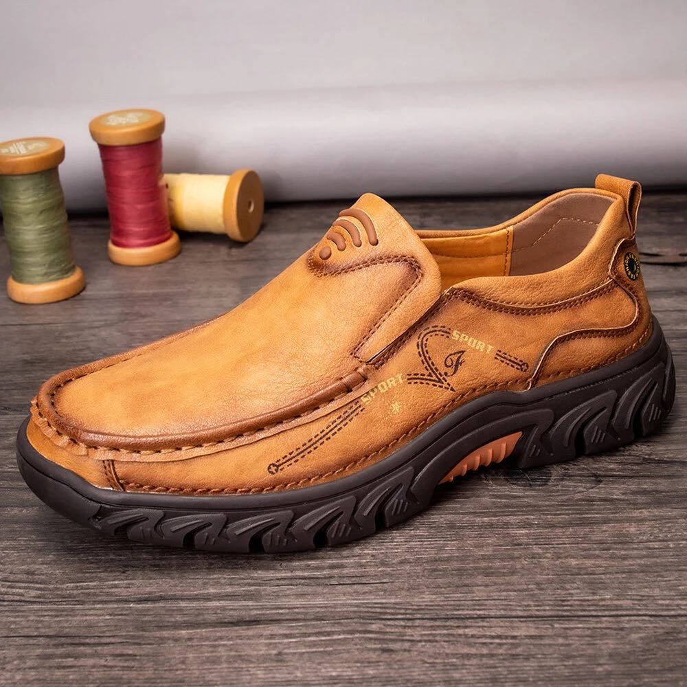 Men's handmade genuine leather orthopedic loafers