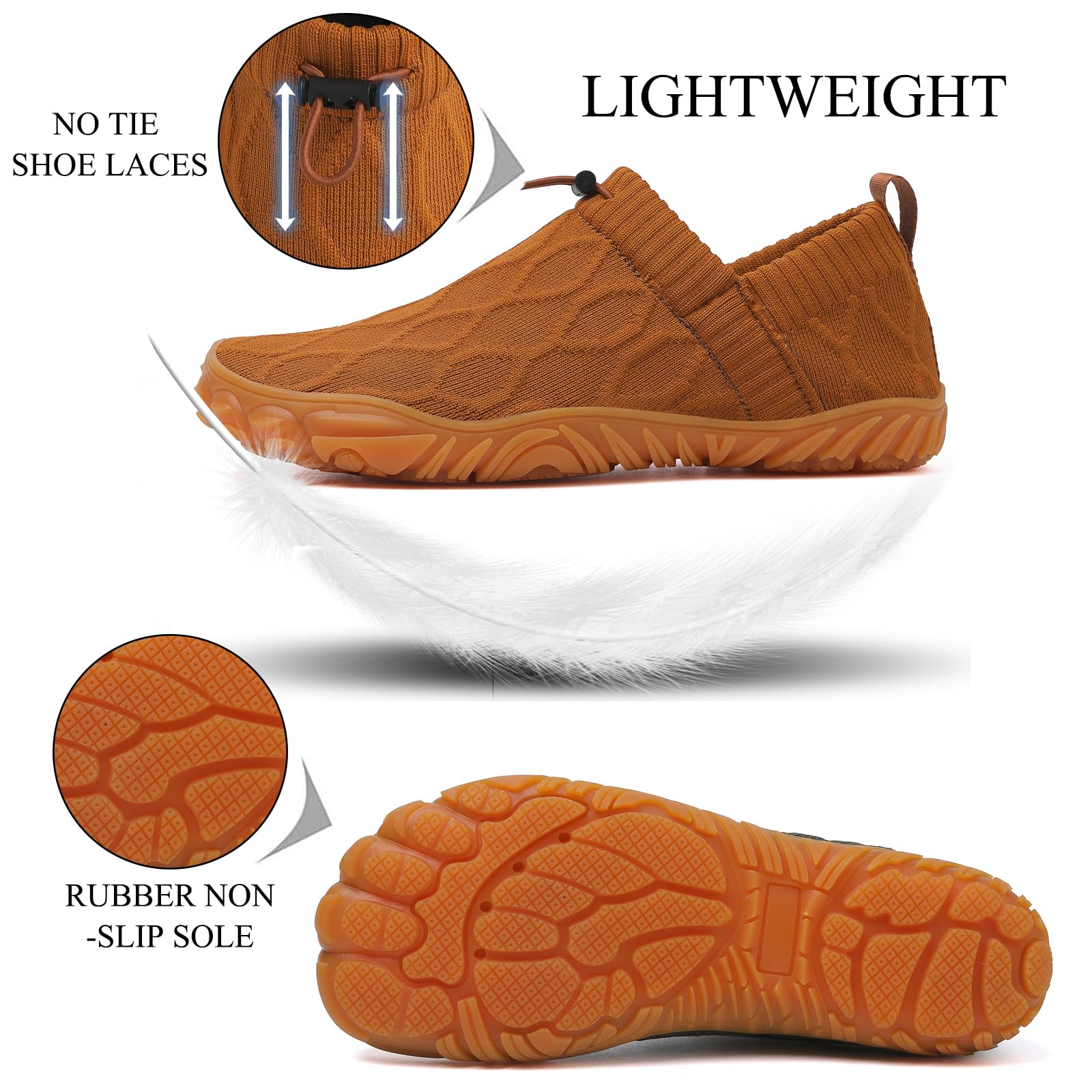 Men's Wide Toe Box Barefoot Shoes Slip-On Running Sneakers Trail-Runners Zero Drop Sole Walking Shoes