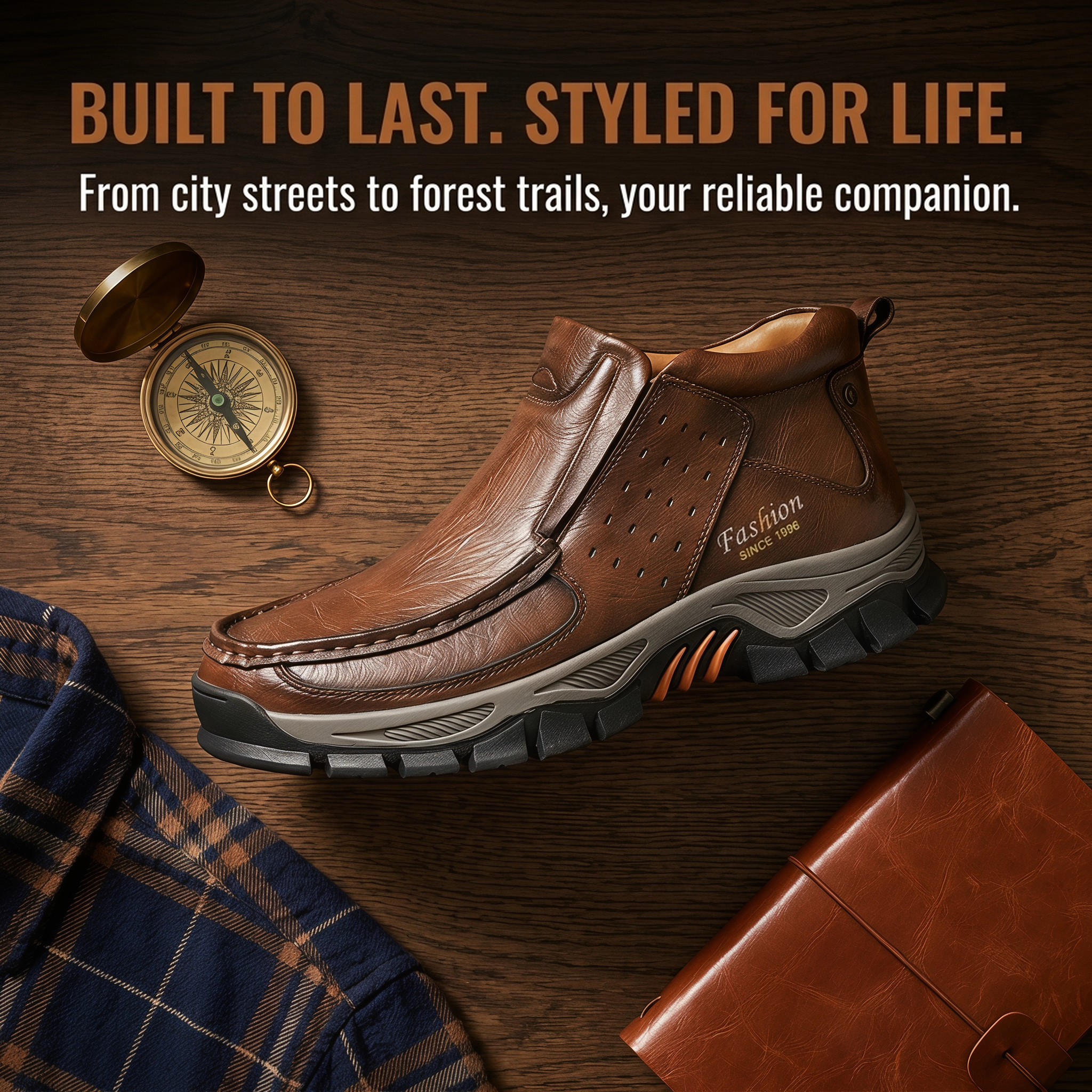 ⏰Last Day! 45% OFF  🔥GARB®Men's Mid Top Cowhide Slip On Outdoor Work Boots