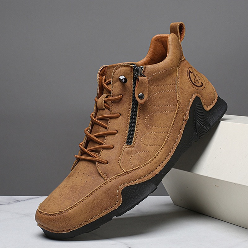 mens genuine leather orthopedic boots