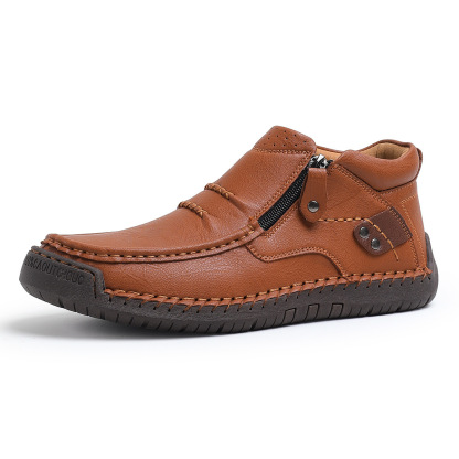 Men's Handmade Leather Boots with Arch Support & Wide Toe Box | Easy Zip Design - GARB
