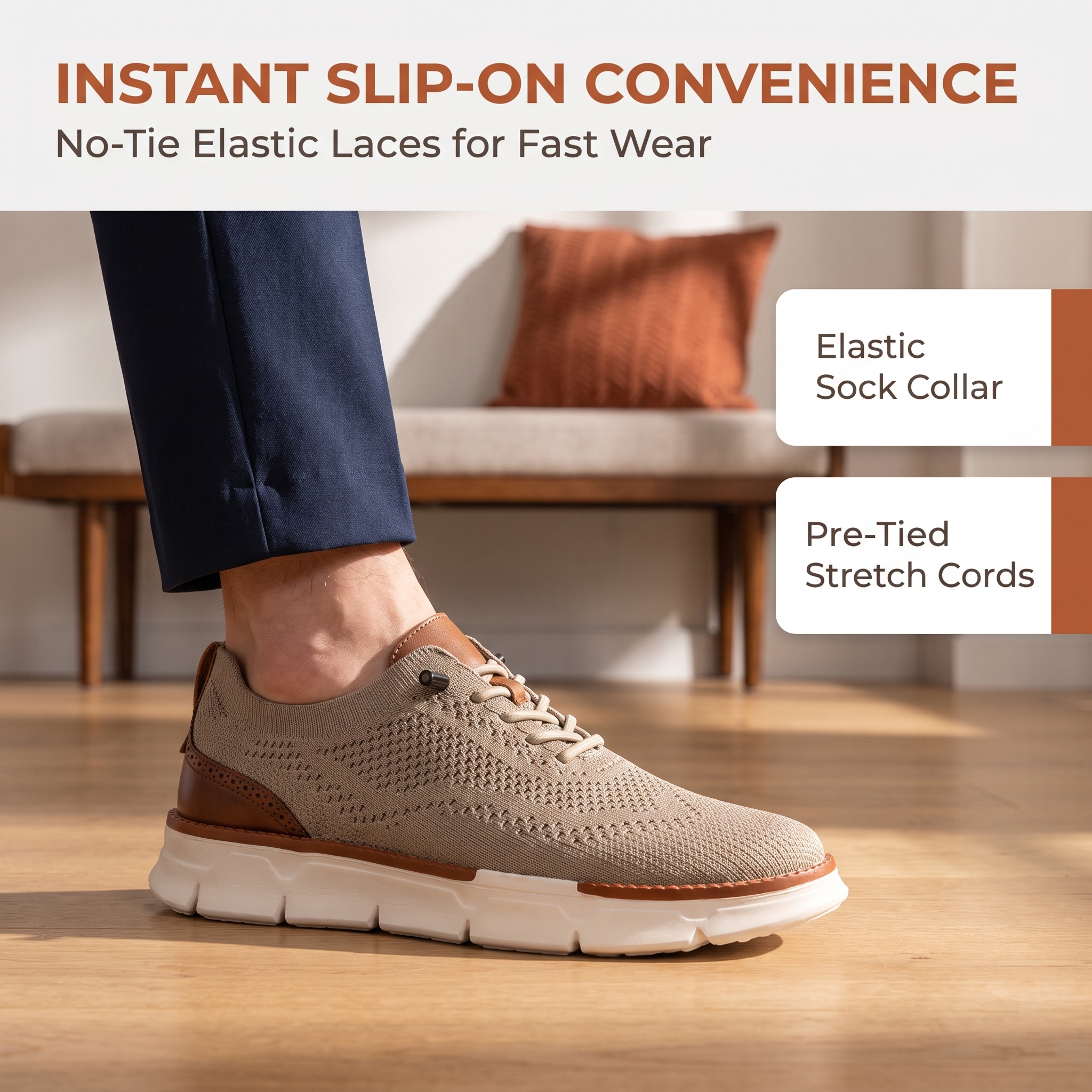 ⏰Last Day! 45% OFF  🔥GARB®Men's Breathable Knit Casual Dress Shoes Quick Lace-Up Lightweight Walking Shoes