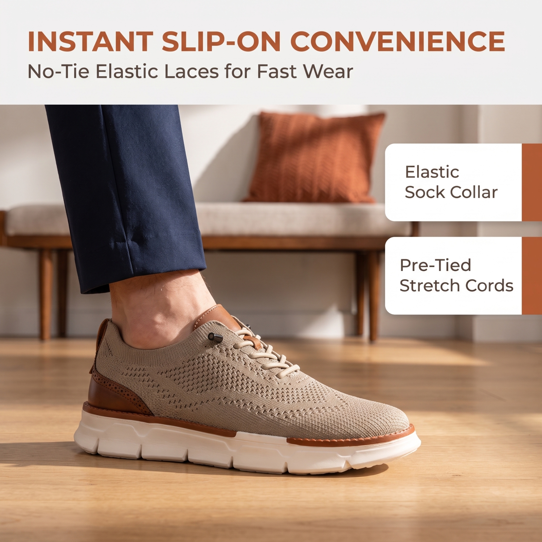 ⏰Last Day! 45% OFF  🔥GARB®Men's Breathable Knit Casual Dress Shoes Quick Lace-Up Lightweight Walking Shoes