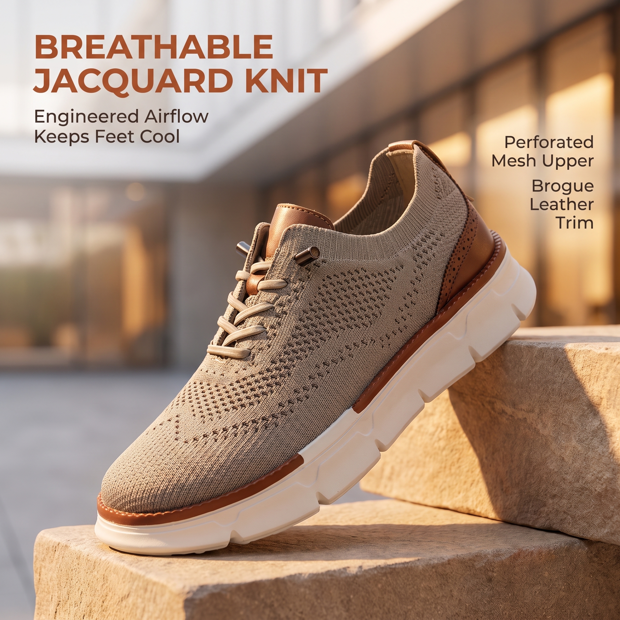 ⏰Last Day! 45% OFF  🔥GARB®Men's Breathable Knit Casual Dress Shoes Quick Lace-Up Lightweight Walking Shoes