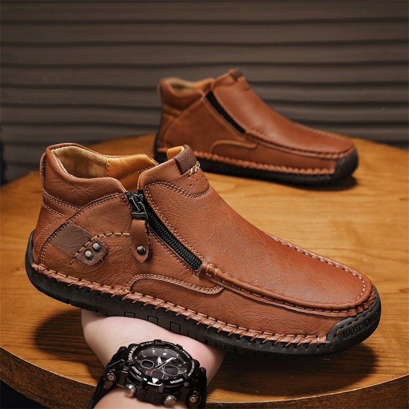 mens handmade genuine leather orthopedic walking boots