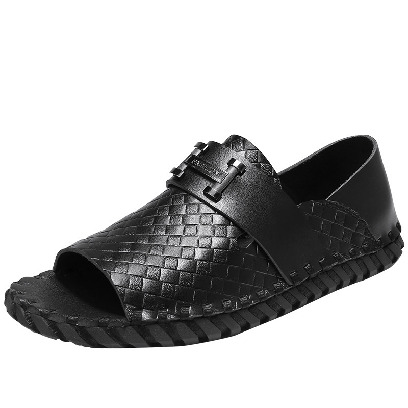 Men's Handcrafted Genuine Leather Sandals: Casual Beach Slippers