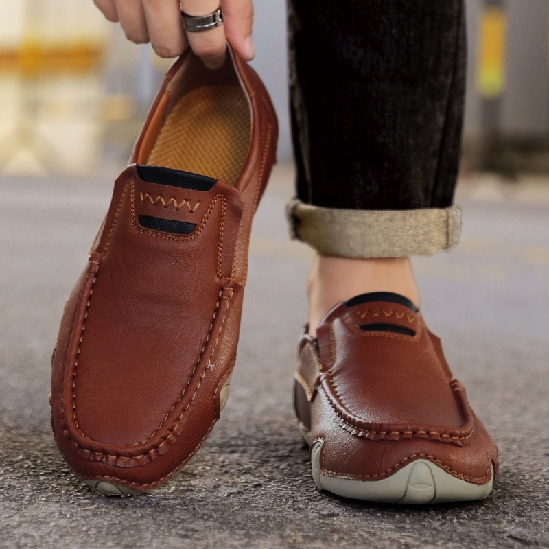mens genuine leather orthopedic waterproof loafers