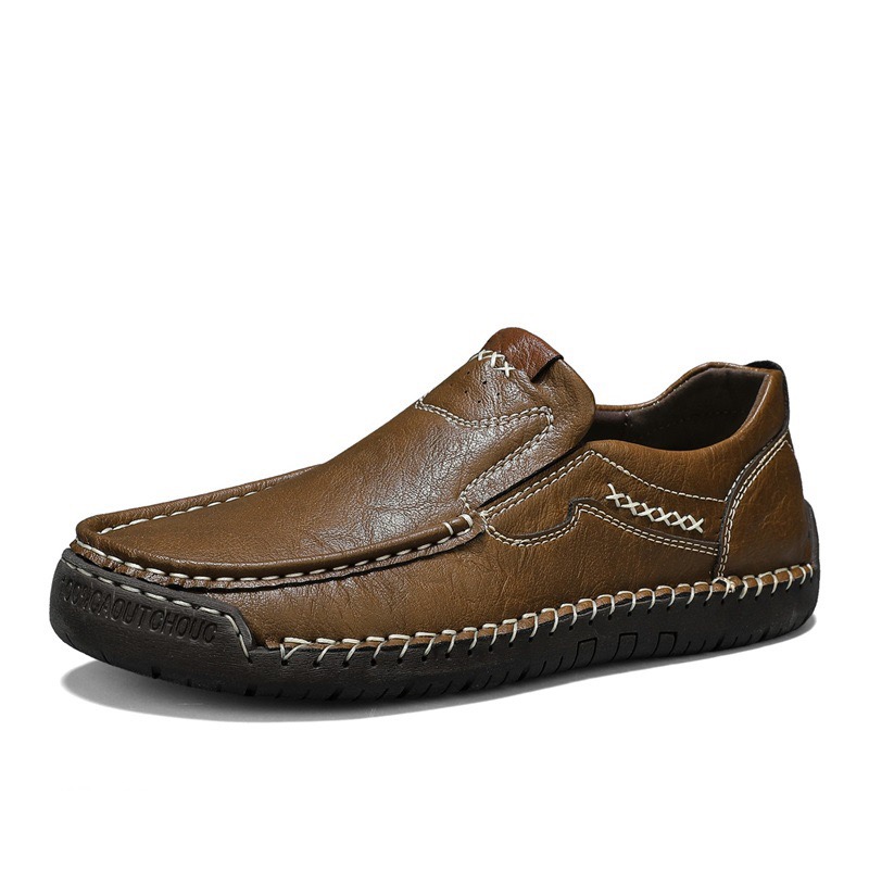 mens handmade cowhide No-glue orthopedic loafers