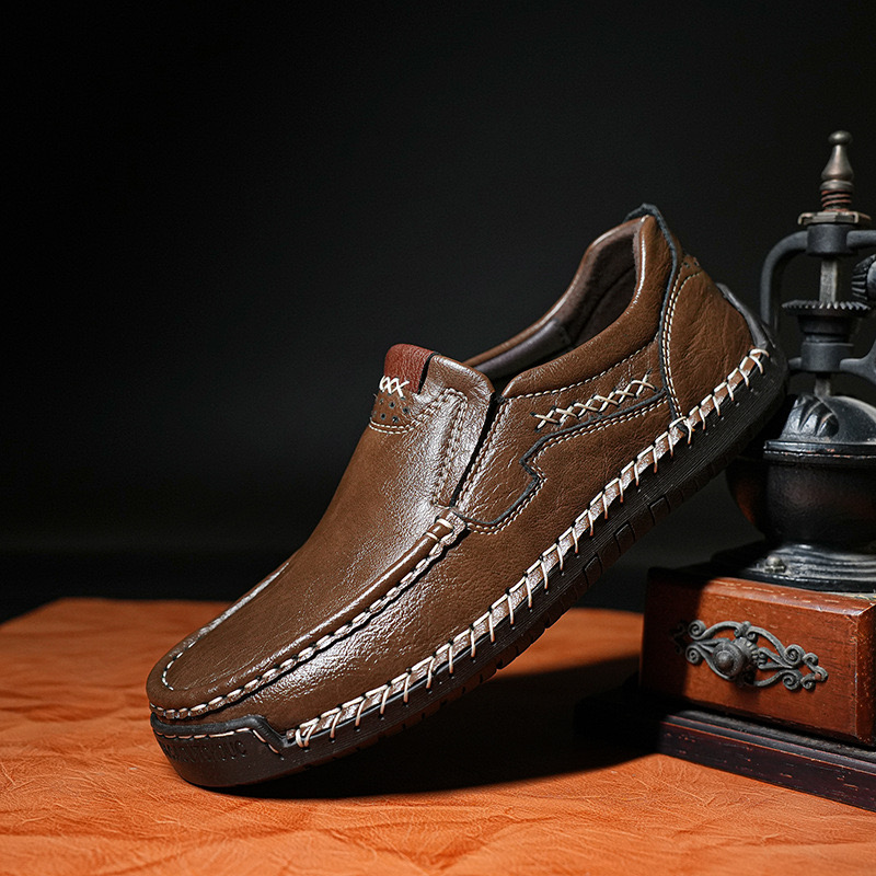 GARB Men’s Premium Leather Loafers - Arch Support & Wide Fit Slip-On S