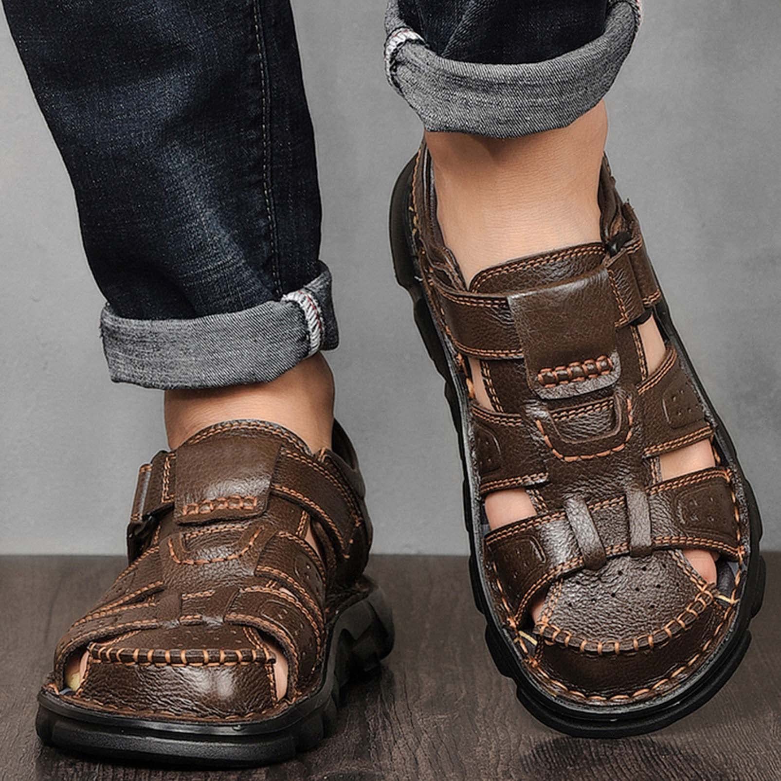 Men's  Closed Toe Outdoor Handmade Leather Sandal