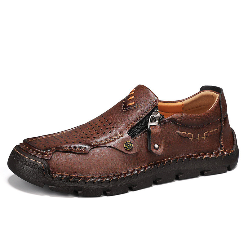 Men Casual Leather Loafer Summer Flat Soft Light Shoes