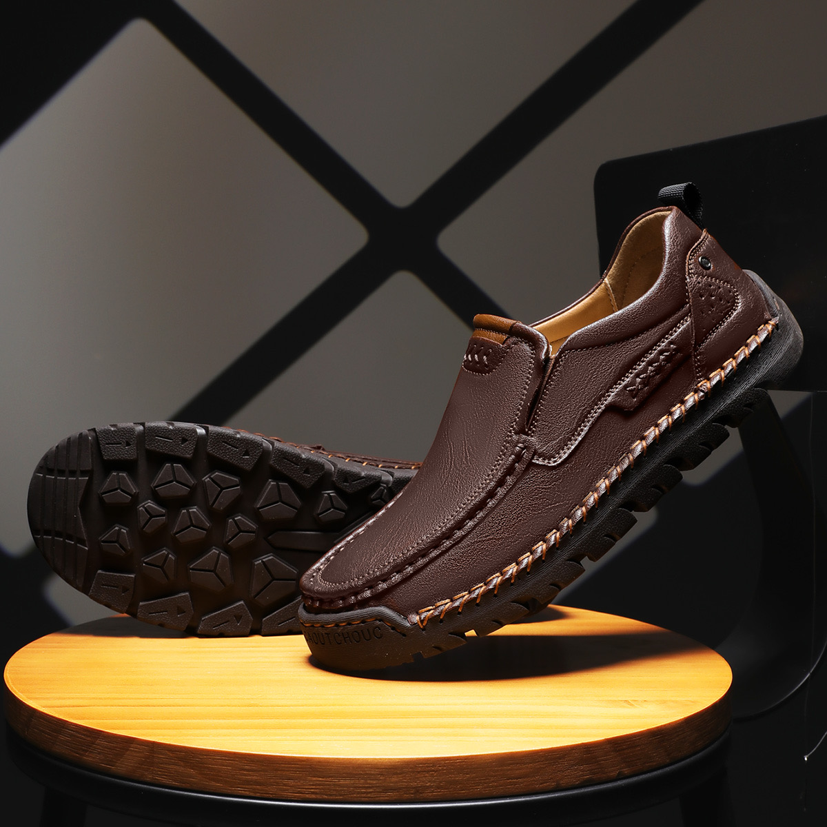 Mens Handcrafted Cowhide Orthopedic Loafers