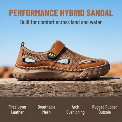 ⏰Last Day! 45% OFF  🔥 GARB®Men's  Handmade Cowhide Breathable Mesh Walking Sandals
