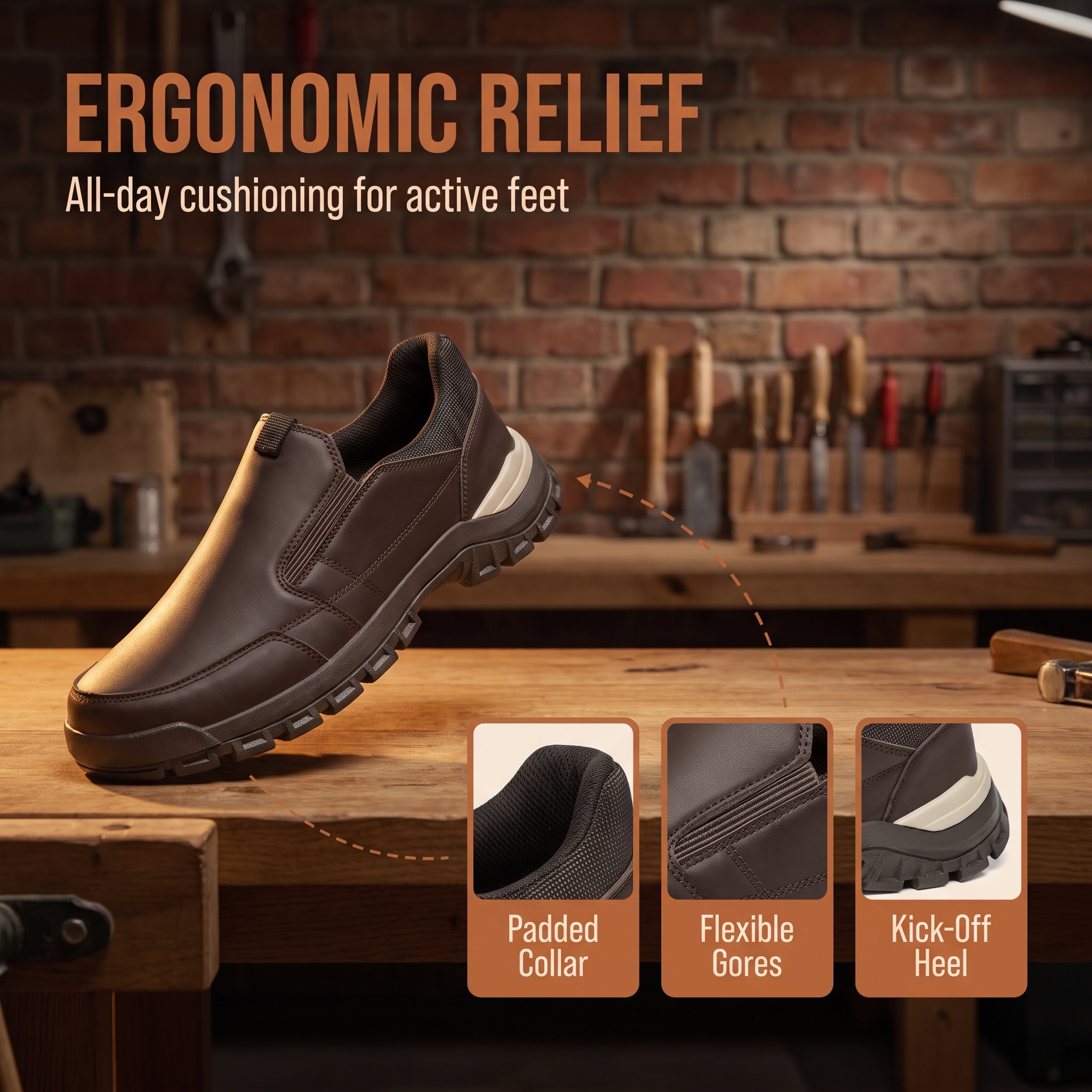 ⏰Last Day! 45% OFF  🔥GARB®Men's Slip-On Waterproof Leather Outdoor Walking Shoes