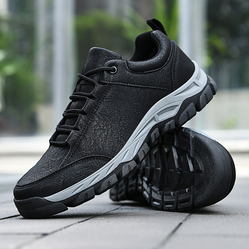 Men's Genuine Leather Sneakers - Arch Support, Shock-Absorbing Comfort