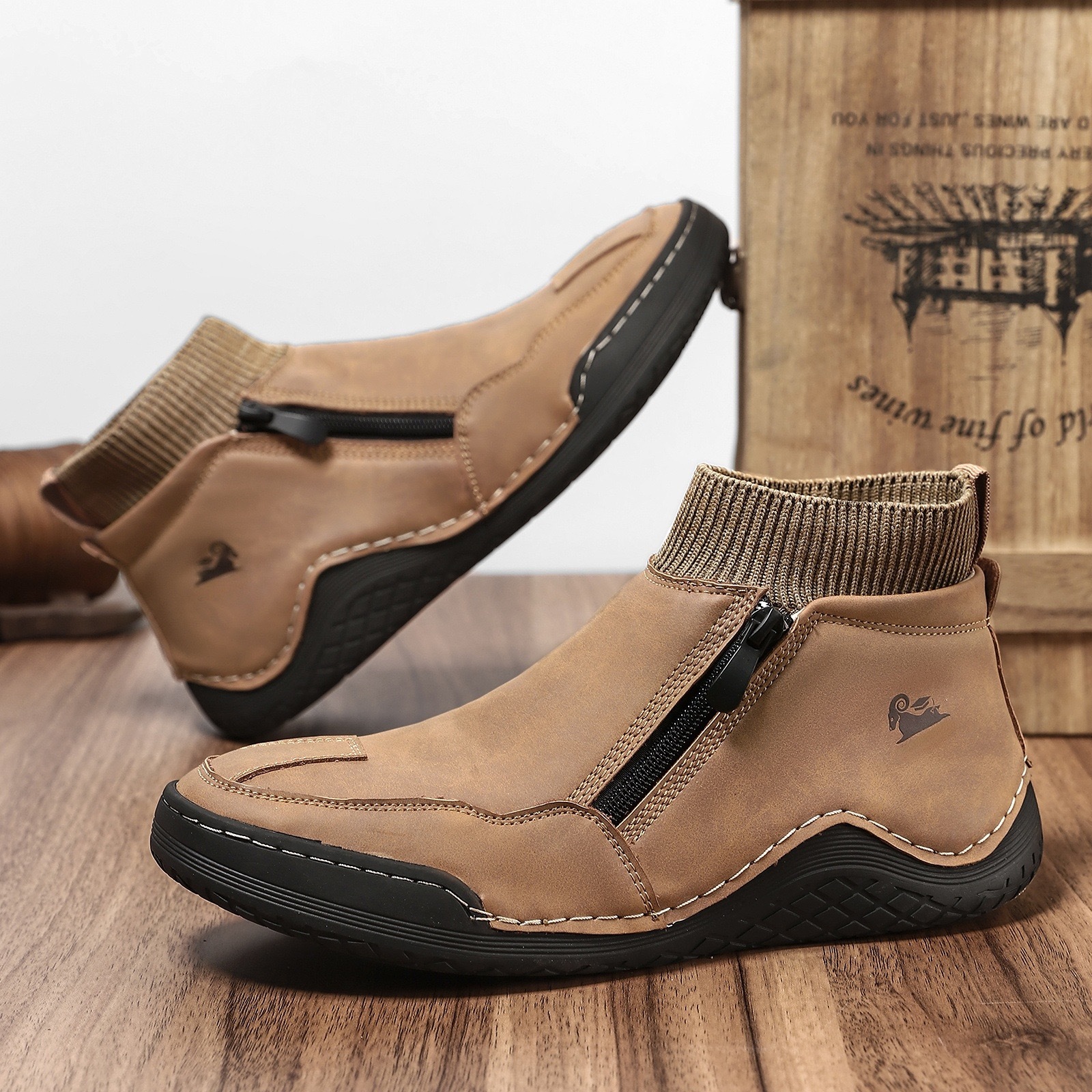 mens genuine leather orthopedic boots