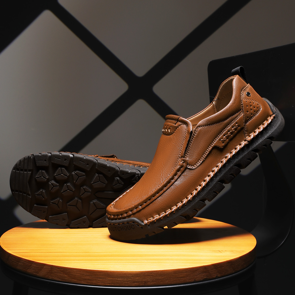 Mens Handcrafted Cowhide Orthopedic Loafers
