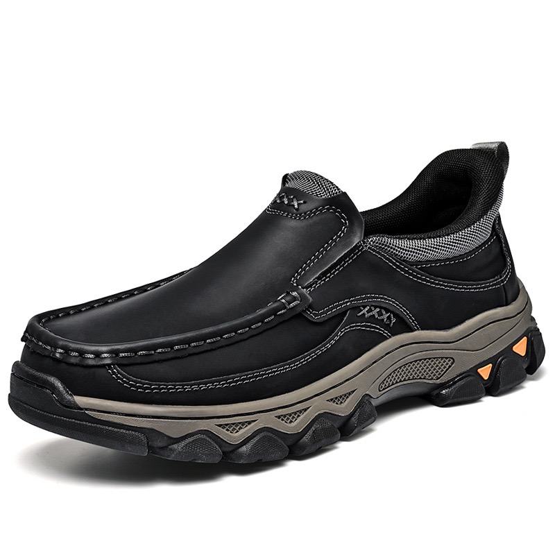 Mens Handcrafted Genuine Leather Orthopedic Outdoor Loafers -Arch Support & Wide Toe Box