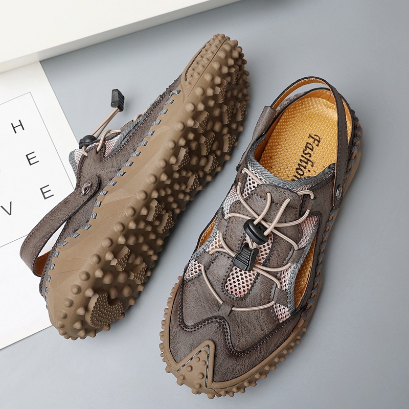 GARB Men's handmade genuine leather orthopedic slip-on shoes
