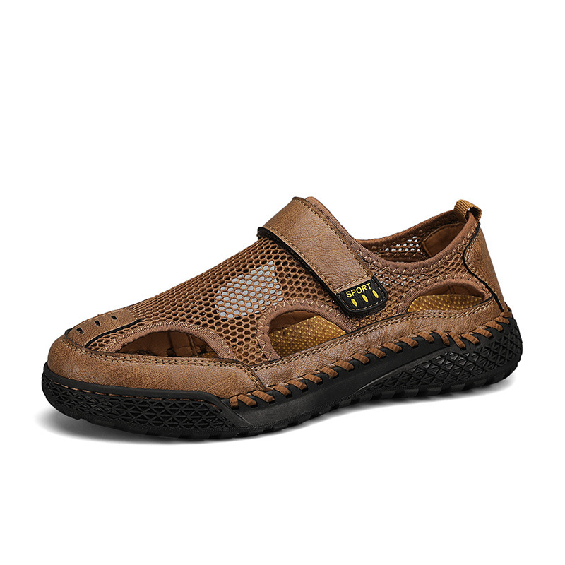 GARB Men's Genuine Leather Handmade Mesh Breathable Sneakers