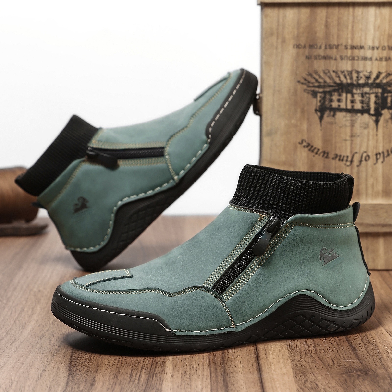mens genuine leather orthopedic boots
