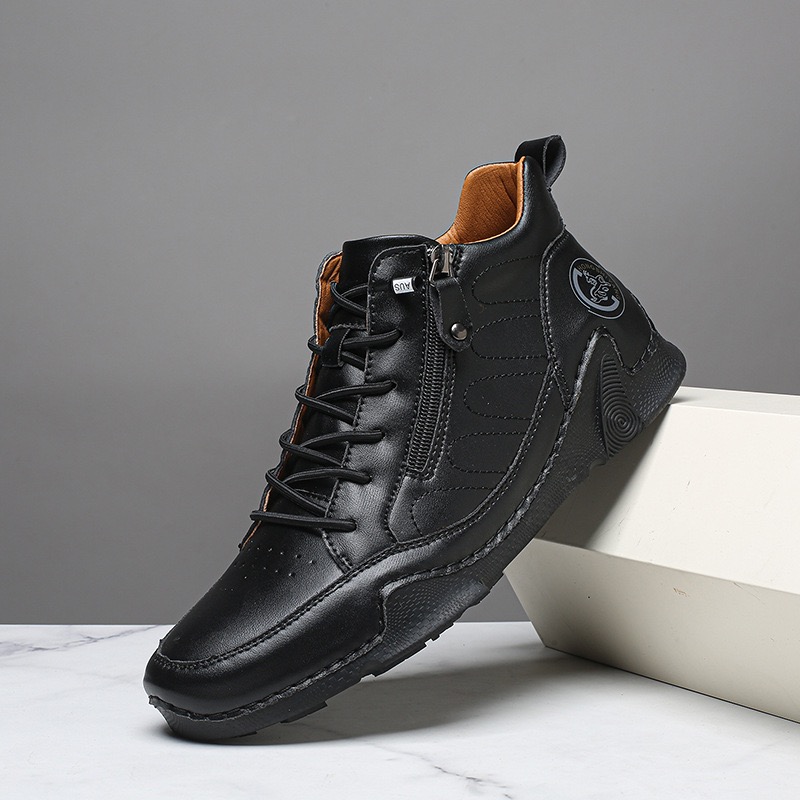 mens genuine leather orthopedic boots