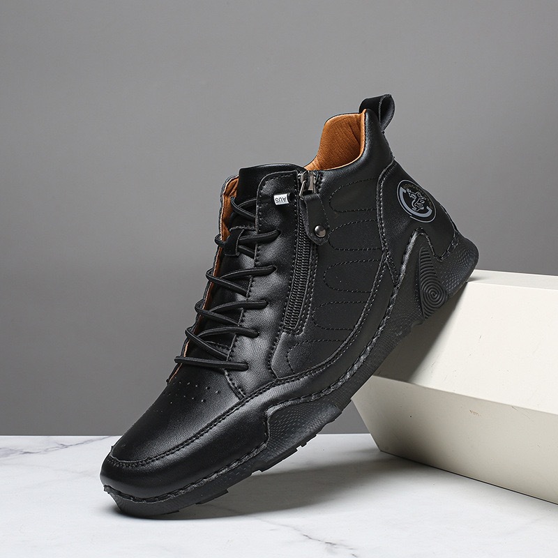 mens genuine leather orthopedic boots