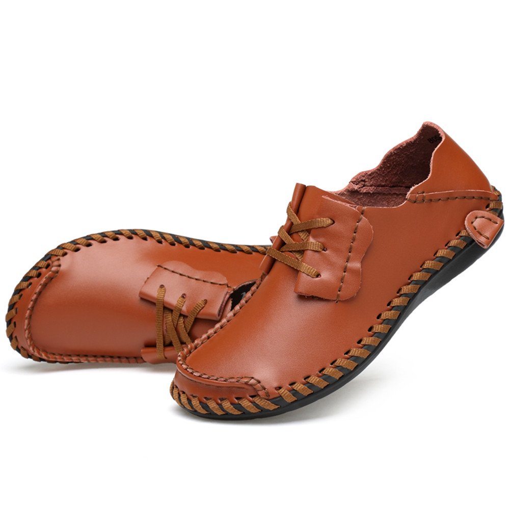Mens Wide Feet Shoes Casual Leather Comfortable Lace-Up Sneaker