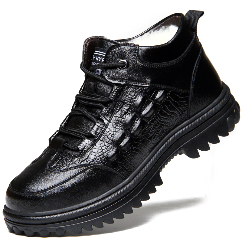 Men's Leather Boots - Wool Lining, Arch Support, Wide Toe, Slip-Resistant