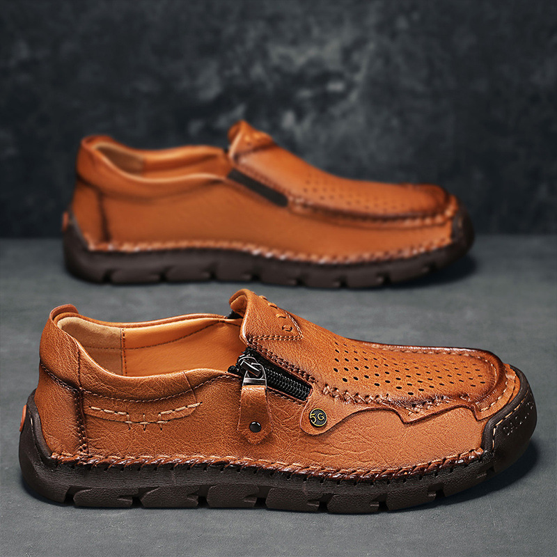 Men Casual Leather Loafer Summer Flat Soft Light Shoes
