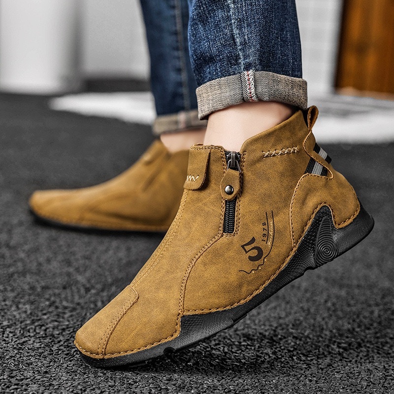 mens genuine leather orthopedic boots