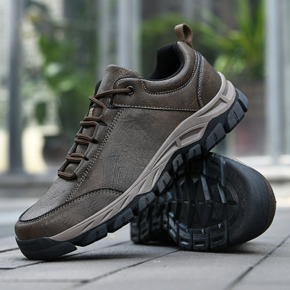 Men's Genuine Leather Sneakers - Arch Support, Shock-Absorbing Comfort