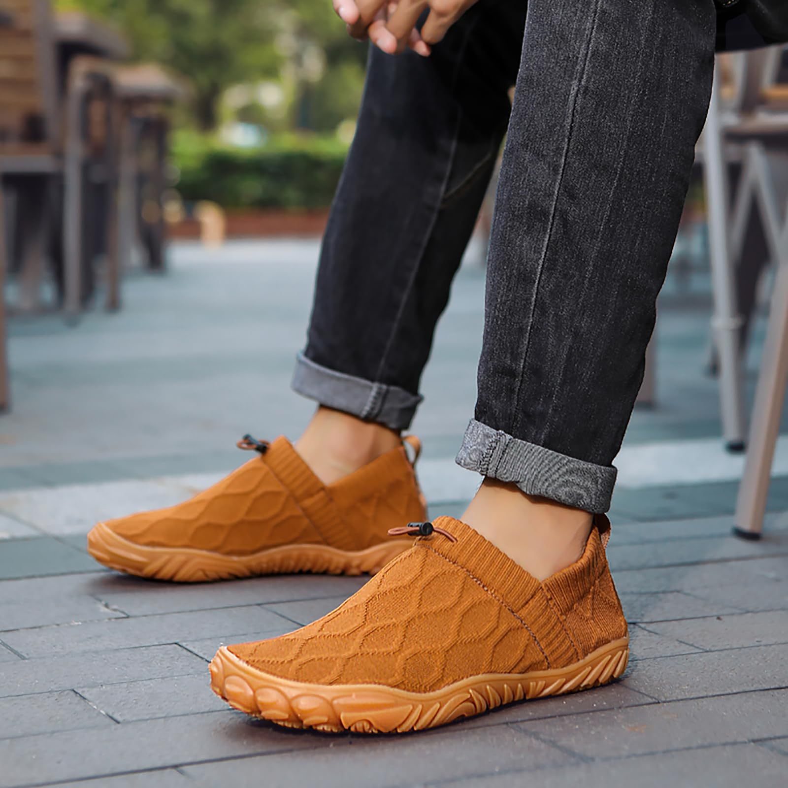 Men's Wide Toe Box Barefoot Shoes Slip-On Running Sneakers Trail-Runners Zero Drop Sole Walking Shoes