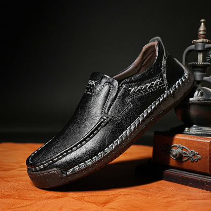 GARB Men’s Premium Leather Loafers - Arch Support & Wide Fit Slip-On Shoes
