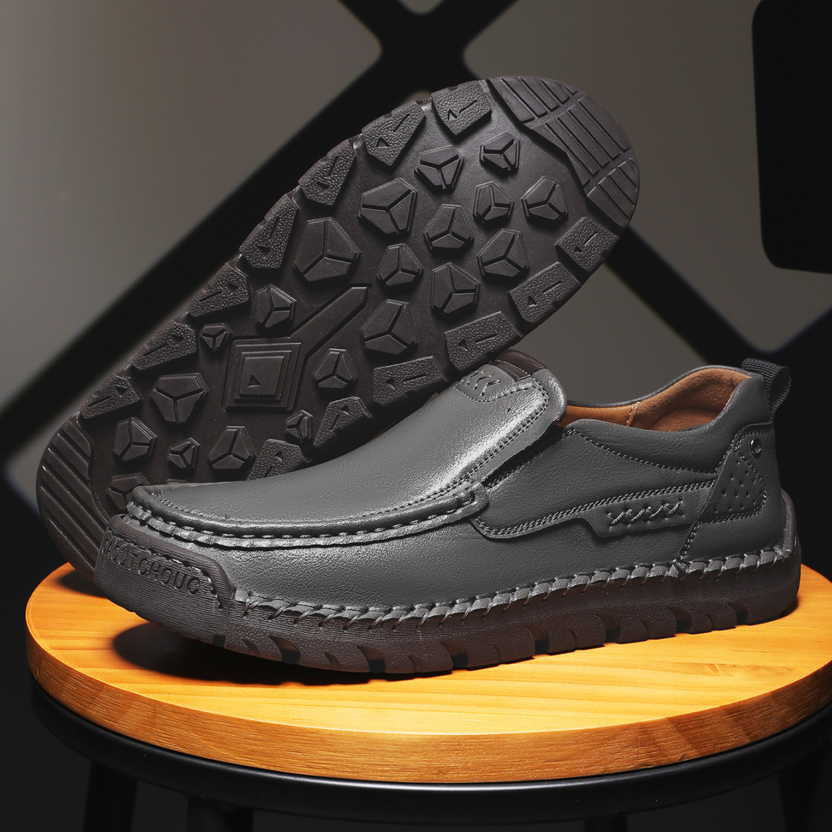 Mens Handcrafted Cowhide Orthopedic Loafers