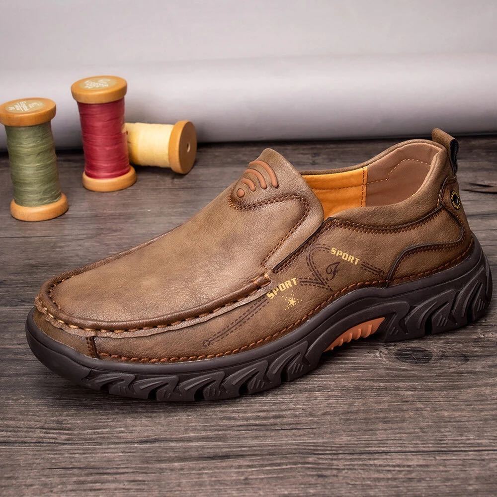 Men's handmade genuine leather orthopedic loafers