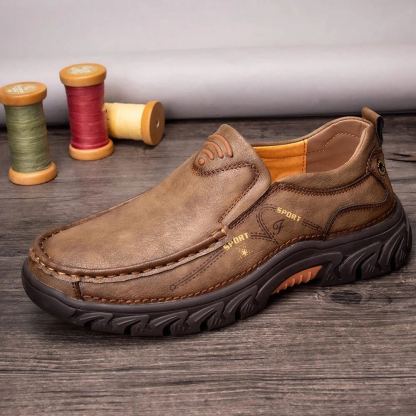 Men's handmade genuine leather orthopedic loafers