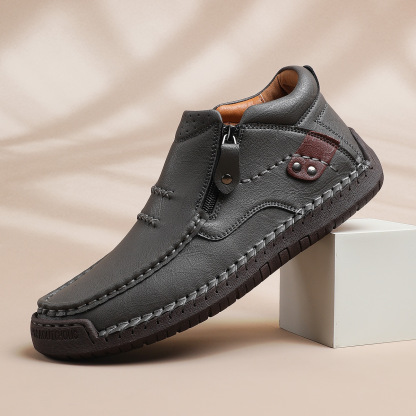 Men's Handmade Leather Boots with Arch Support & Wide Toe Box | Easy Zip Design - GARB