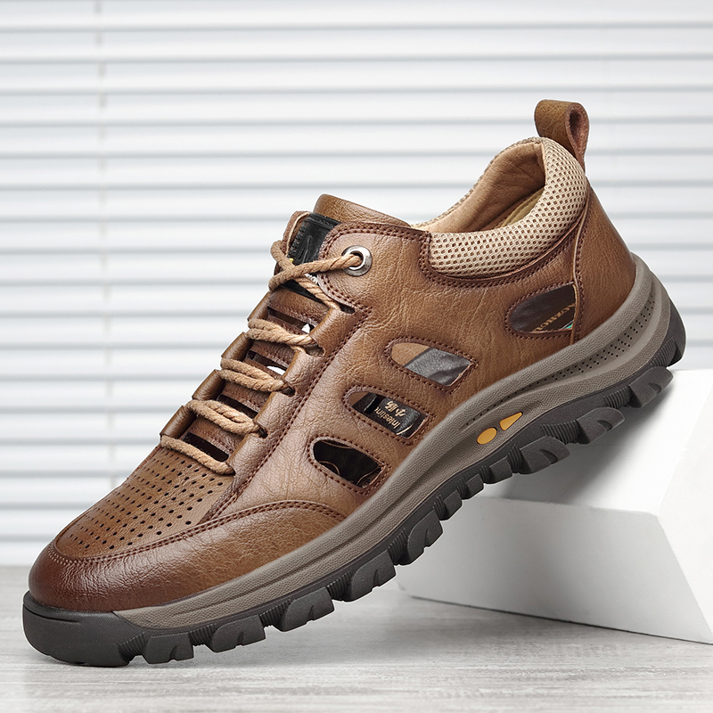 GARB Men's handmade cowhide porous breathable shoes