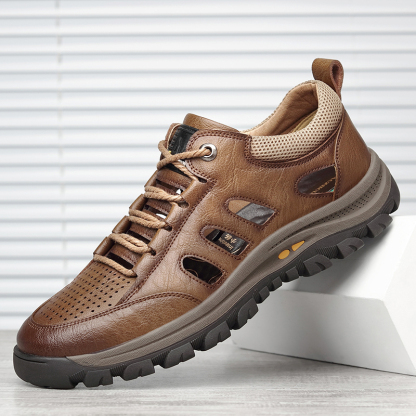GARB Men's handmade cowhide porous breathable shoes