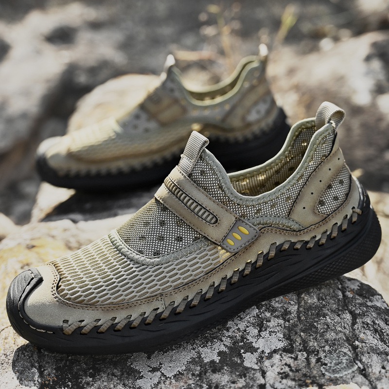GARB Men's Handcrafted Genuine Leather Breathable Outdoor Sneakers