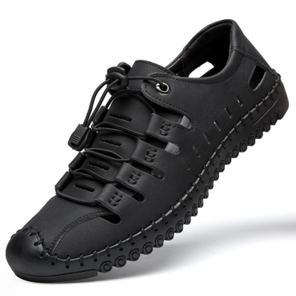 Hollowed-out Leather Sandals