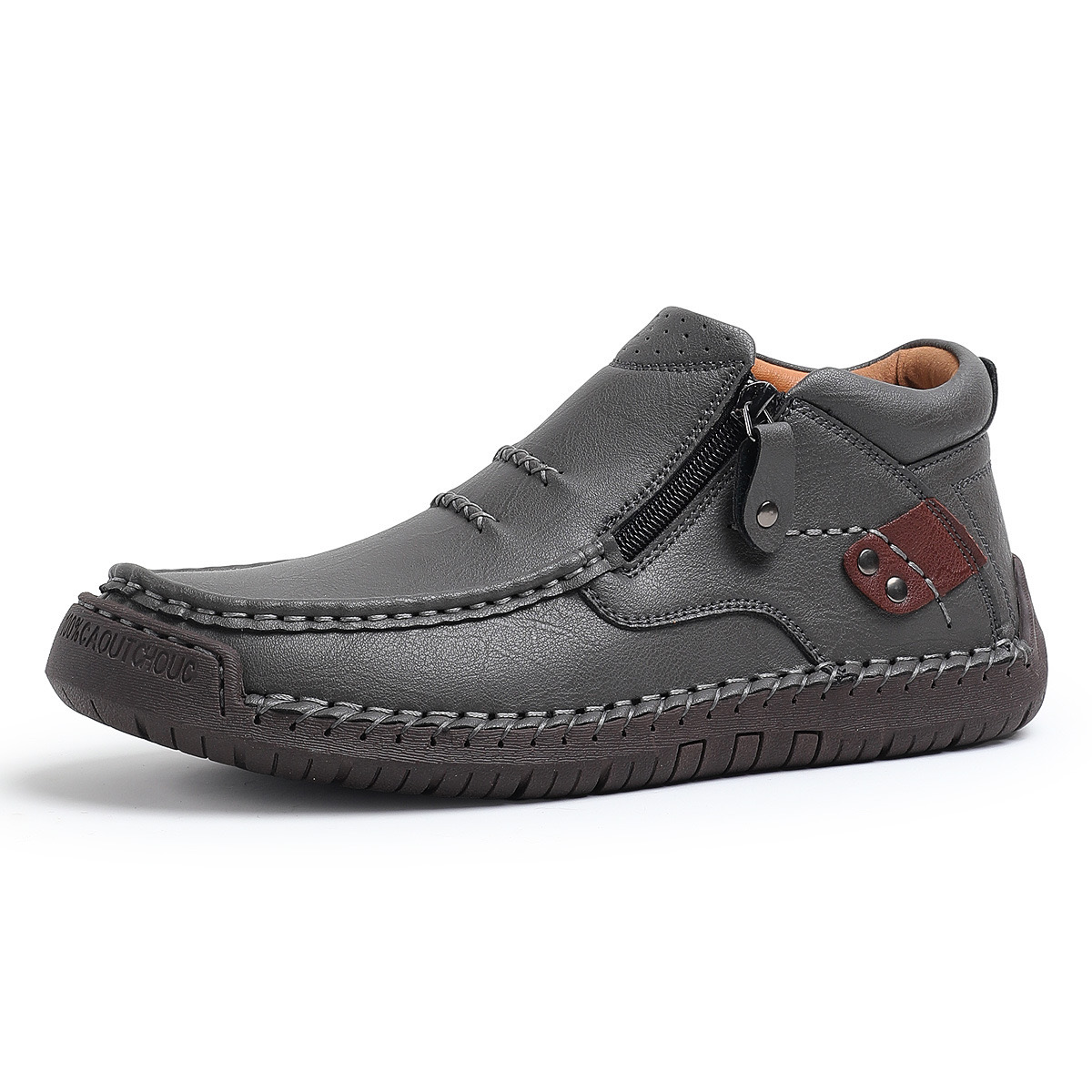 Men's Handmade Leather Boots with Arch Support & Wide Toe Box | Easy Zip Design - GARB
