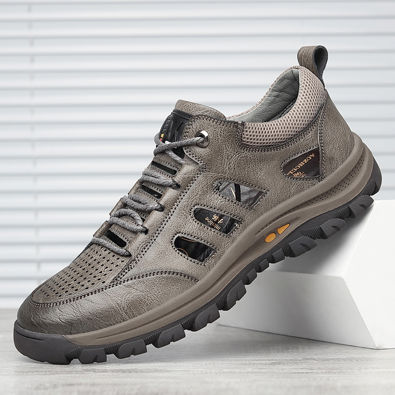 GARB Men's handmade cowhide porous breathable shoes