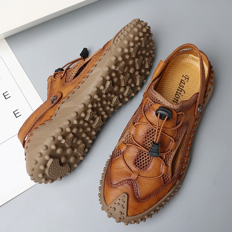GARB Men's handmade genuine leather orthopedic slip-on shoes
