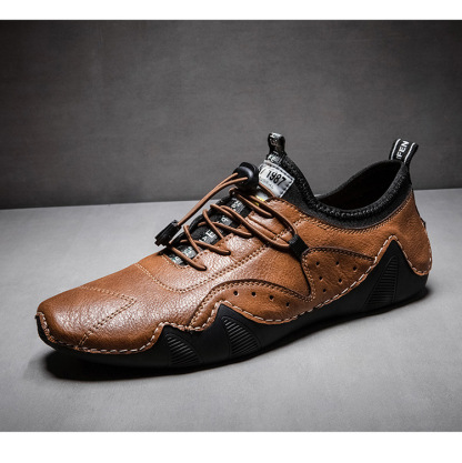 GARB Men's Handmade Orthopedic Breathable Lace-up Leather Shoes