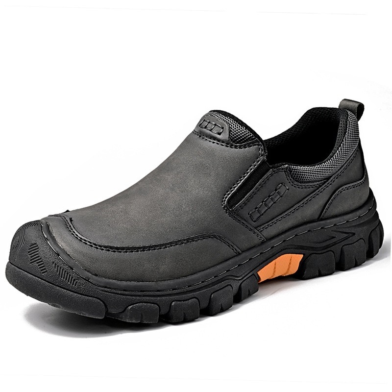 Men's Wide Toe Slip-On Leather Loafers | Arch Support & Anti-Collision Outdoor Shoes