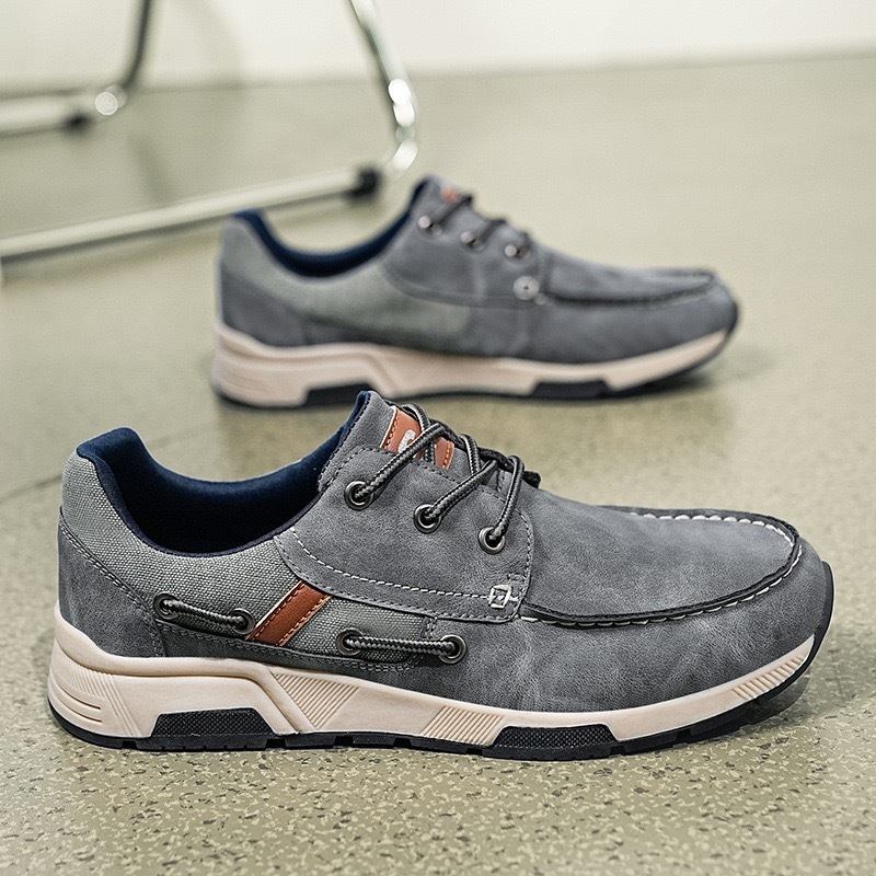 Men's Leather Orthopedic Sneakers - Wide Toe Box, Arch Support, Comfortable Walking Shoes